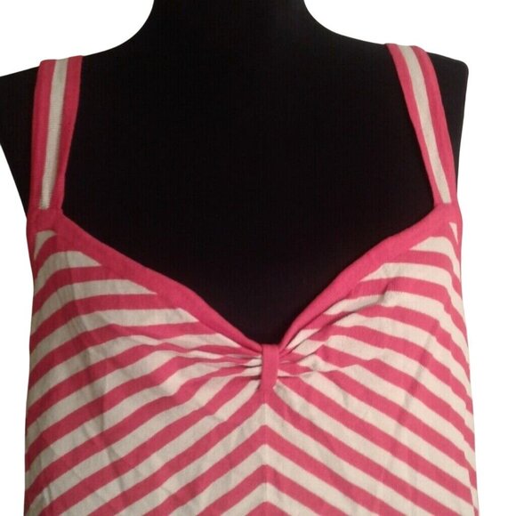 Norton McNaughton XL Tank Top Pink White Chevron Striped Sleeveless Knit NEW - Picture 2 of 7